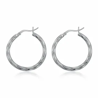 Pendientes sin níquel acero quirúrgico aro ranurado plateado 3cm