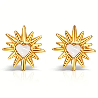 Pendientes sin níquel acero quirúrgico mini sol con corazón 1,5cm