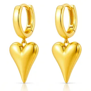 Pendientes *sin níquel acero quirúrgico aro con corazón 2,5cm quita y pon