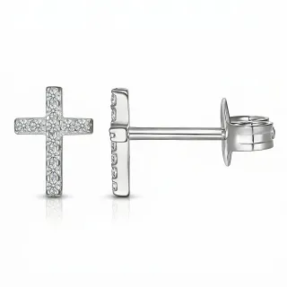 Pendientes *sin níquel acero quirúrgico cruz plata 1cm