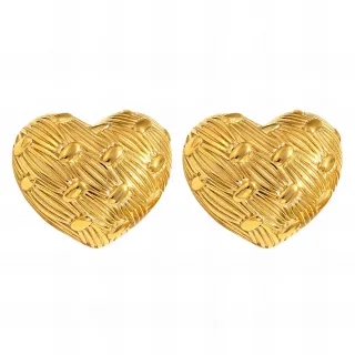 Pendientes *sin níquel acero quirúrgico corazón estriado 1cm