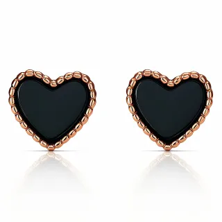 Pendientes *sin níquel acero quirúrgico corazón negro 1cm