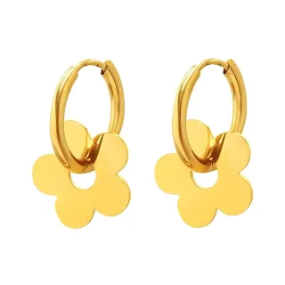 Pendientes *sin níquel acero quirúrgico aro flor quita y pon 2cm