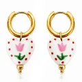 Pendientes *sin níquel acero quirúrgico tulipan rosa 2,1x1,5cm