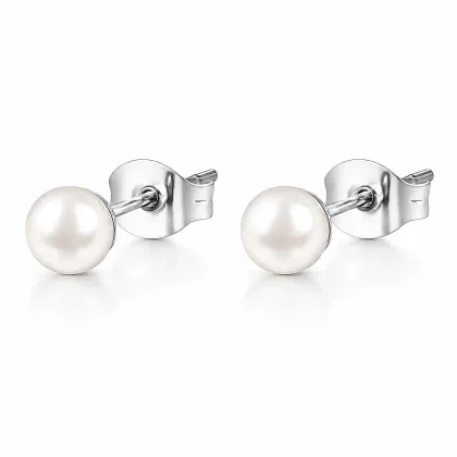 Pendientes *sin níquel acero quirúrgico perlas plateado 0,5x0,5cm