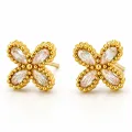 Pendientes *sin níquel acero quirúrgico 4 pétalos circonita 0,9cm