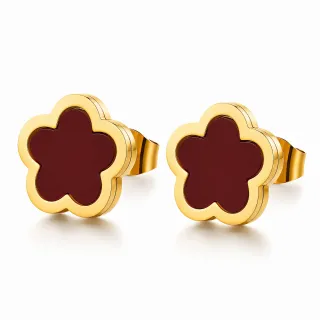 Pendientes *sin níquel acero quirúrgico flor granate 1,2x1,2cm