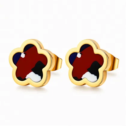 copia de Pendientes *sin níquel acero quirúrgico flor tricolor granate 1,2x1,2cm