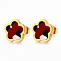 Pendientes *sin níquel acero quirúrgico flor tricolor granate 1,2x1,2cm