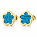 Pendientes *sin níquel acero quirúrgico flor turquesa 1,2x1,2cm