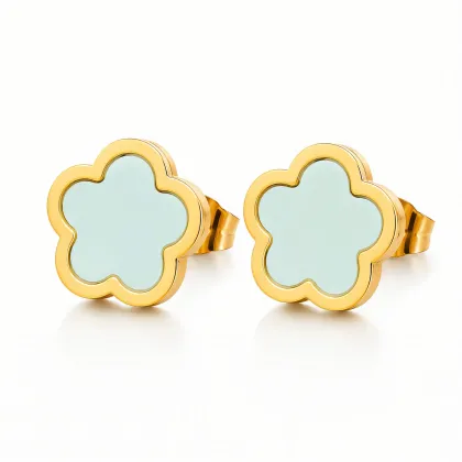 Pendientes *sin níquel acero quirúrgico flor mint 1,2x1,2cm