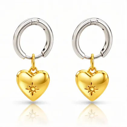 Pendientes *sin níquel acero quirúrgico plata oro corazón 1,7x3cm