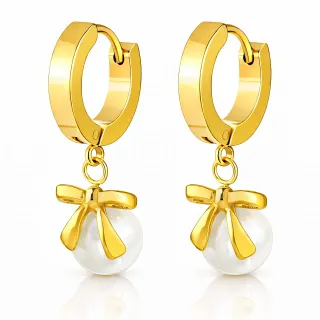 Pendientes *sin níquel acero quirúrgico Aro lazo perla 1x3cm