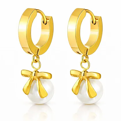 Pendientes *sin níquel acero quirúrgico Aro lazo perla 1x3cm