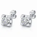 Pendientes *sin níquel acero quirúrgico cuadrado circonita plateado 0,7cm