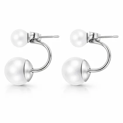 Pendientes *sin níquel acero quirúrgico 2 perlas  2cm