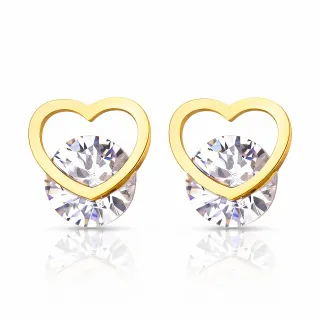 Pendientes *sin níquel acero quirúrgico corazón y circonita 1cm