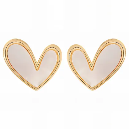 Pendientes *sin níquel acero quirúrgico corazón nacarado 1,2cm