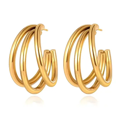 Pendientes *sin níquel acero quirúrgico aro triple 2,6cm