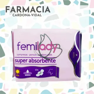 Femilady 10 Compresas DÍA Antibacterianos Piel Sensible